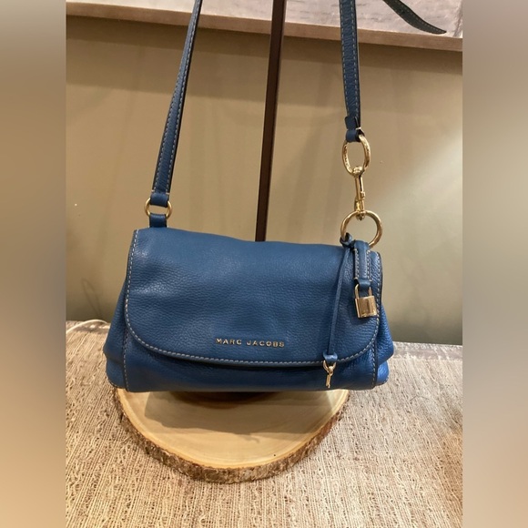 MARC JACOBS The Boho‎ Grind Medium Leather Sky Blue Crossbody original pa… - Picture 3 of 11